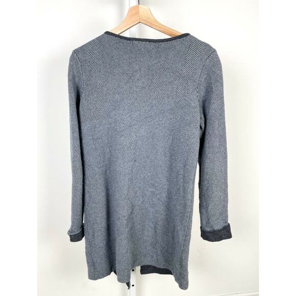 BENEDETTA B Size Medium Italy  Cardigan Sweater Herringbone Wool Cashmere Gray - Picture 2 of 9